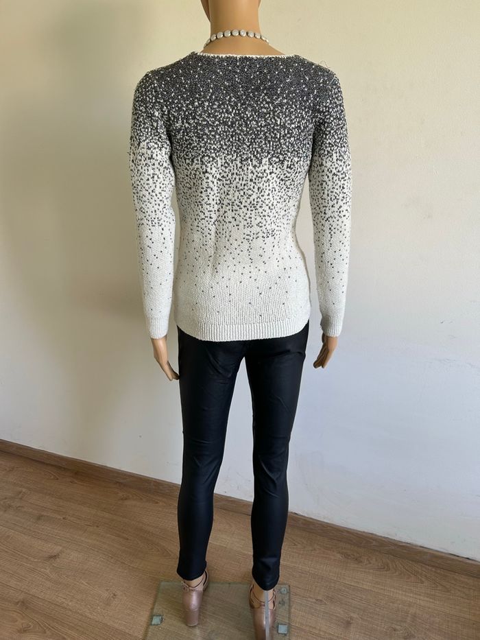 Pull blanc écru et argenté pailleté Morgan taille XS TBE - photo numéro 6