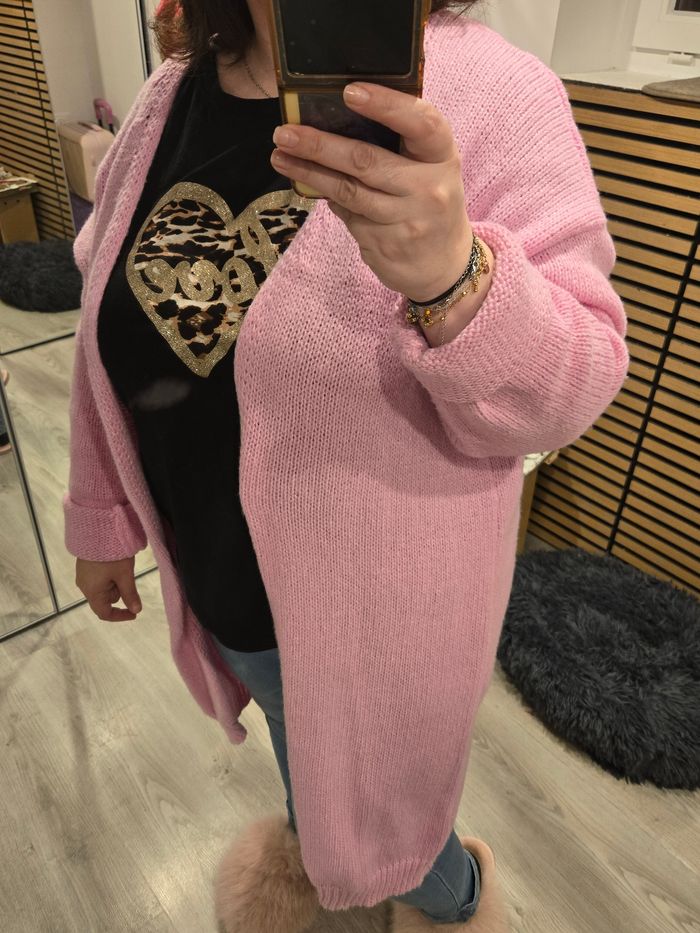 Gilet oversize ouvert et long rose T.44/46 - photo numéro 8