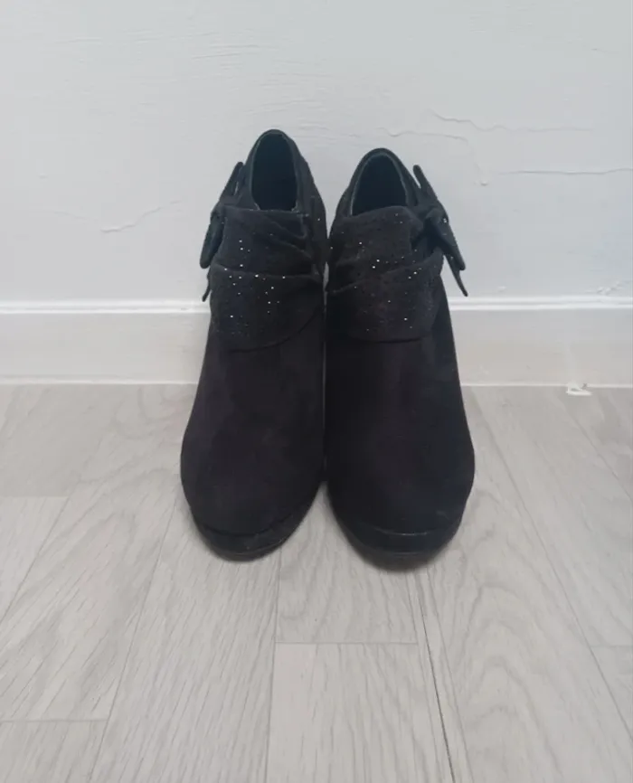 Chaussure à talon noire velour diamant jm diamant - photo numéro 2