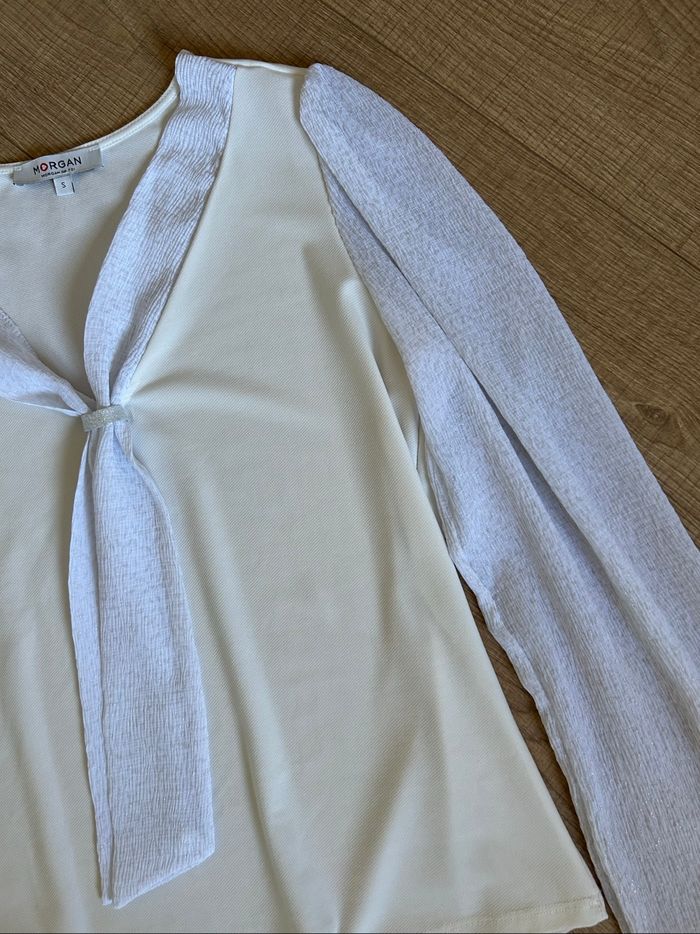 Blouse blanche à manches longues Morgan taille S comme neuve - photo numéro 9