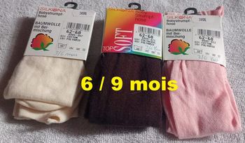 Lot de 3 collants rose crème marron Taille 3 / 6 mois