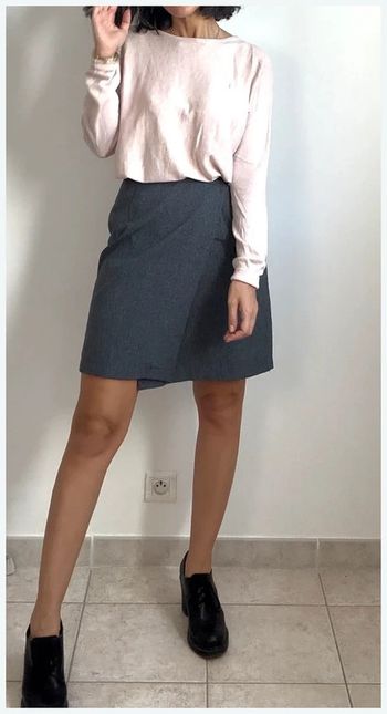 Jupe portefeuille gris anthracite vintage grey skirt t 36 très bon état