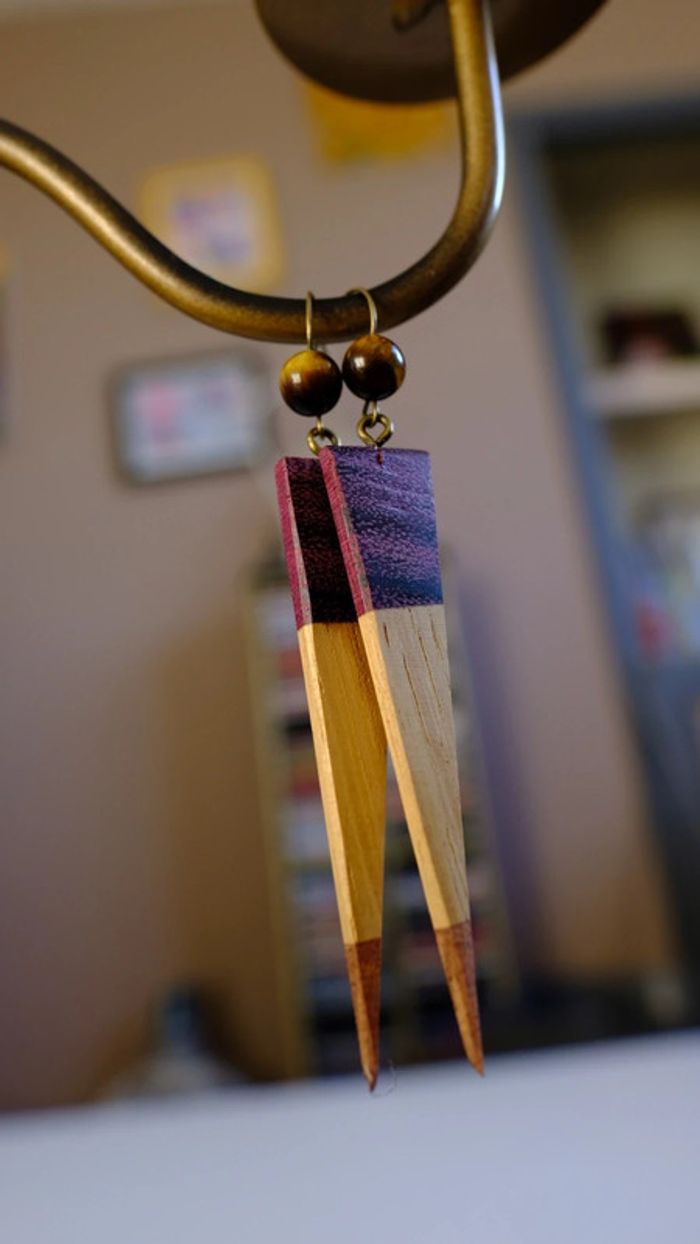 Boucles d'oreilles hêtre et amarante