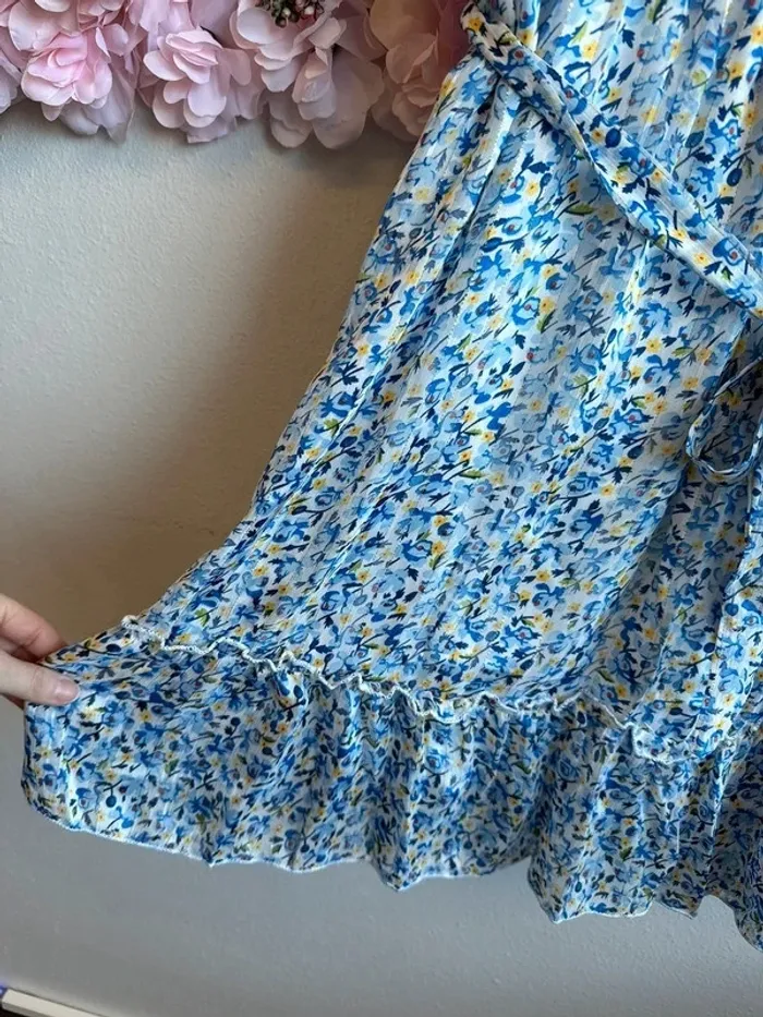 Robe midi à la coupe fluide et aux motifs floraux bleus, taille 36/38 - Elissa boutique - photo numéro 9