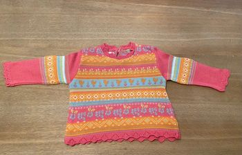 Pull jacquard multicolore neuf Clayeux taille 12 mois