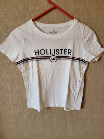 T-shirt hollister blanc petit manches courtes col rond