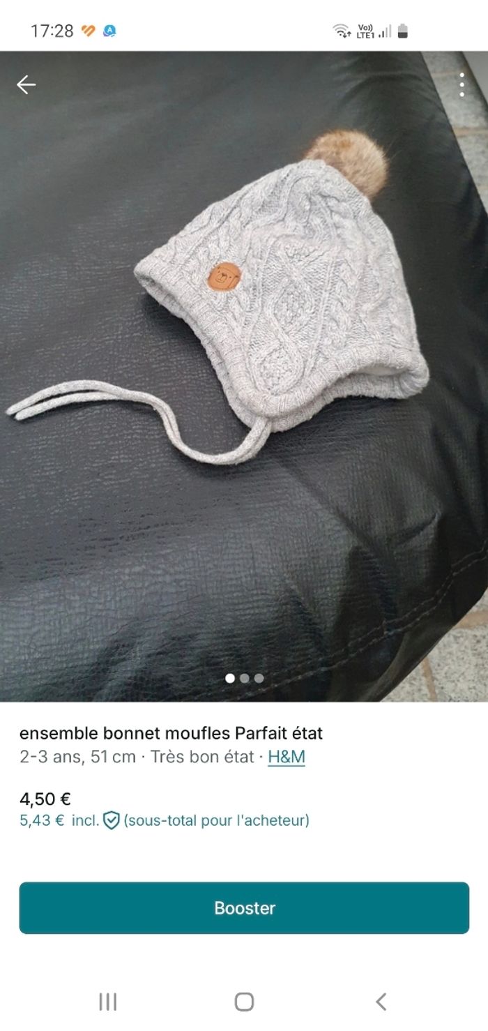 bonnet et moufles HM bébé, bien chaud H