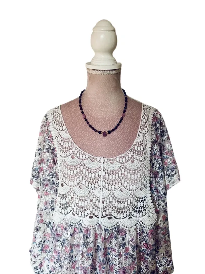 💜🌸Blouse dentelle bohème romantique fairycore Y2K batwing sleeve lace blouse🌸💜 - photo numéro 5