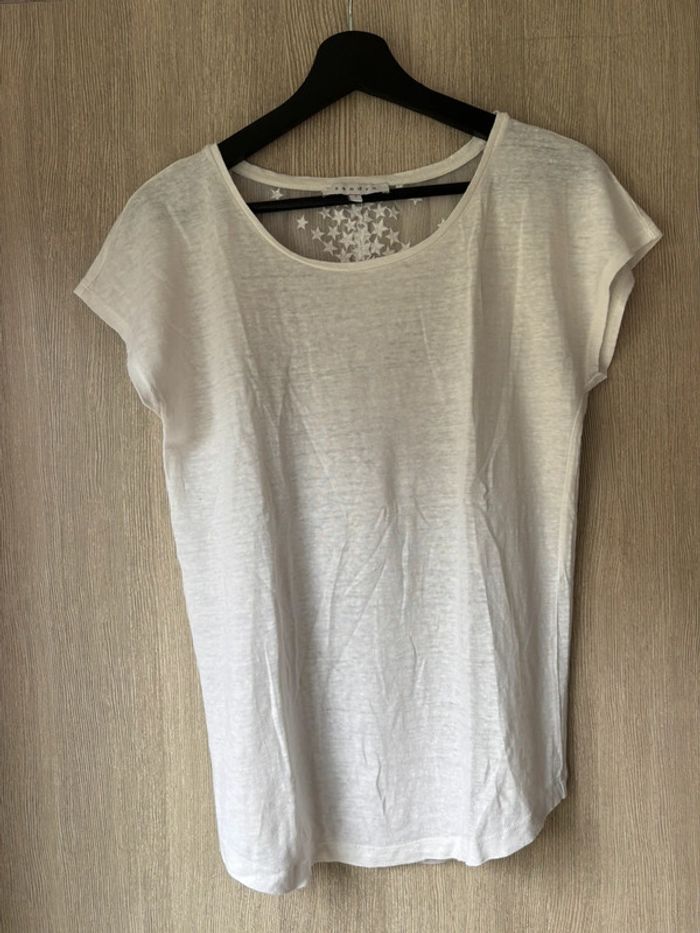 🤍 T-shirt Sandro – Taille 38 – Dentelle étoiles - photo numéro 4