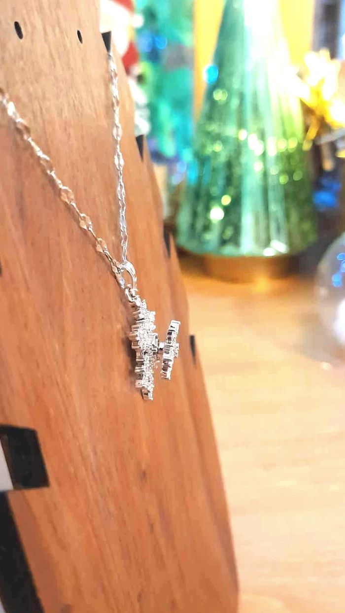 Bijoux Noël | Collier Flocon de Neige Plaqué Or Blanc - Neuf - photo numéro 2