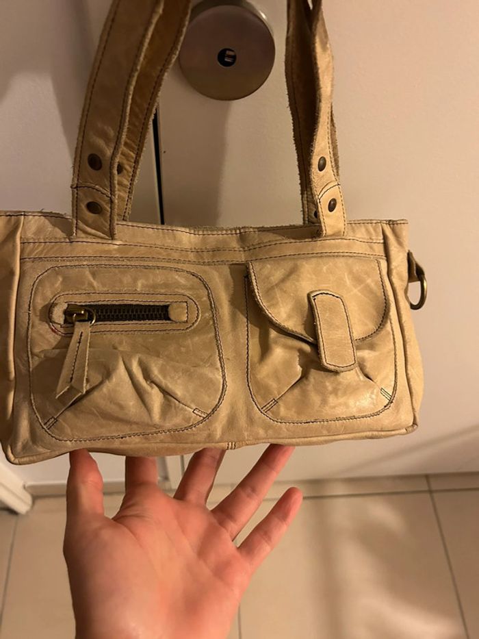 Sac en cuir écru vintage - photo numéro 2