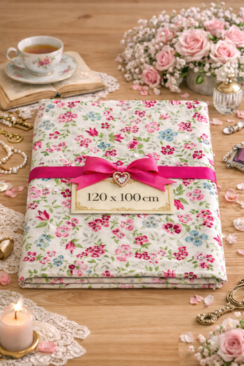 Tissu Coton Fleuri Shabby Chic Fuchsia Rose Bleu Hobby Lobby 120x100cm DIY