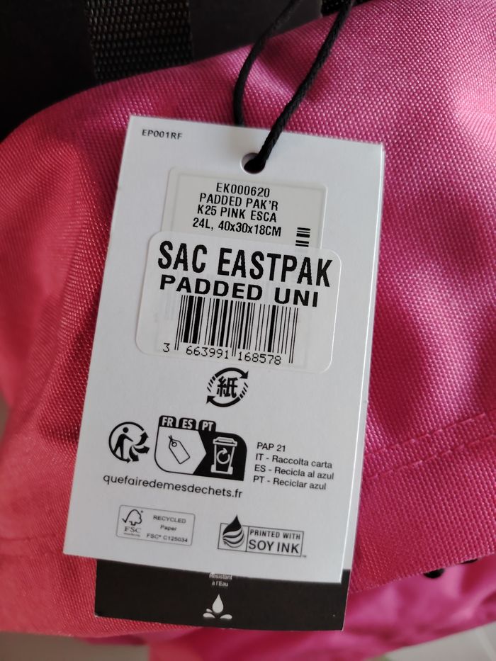 Sac à dos Eastpak rose 24L – Neuf avec étiquette – Classique, solide, pratique - photo numéro 2