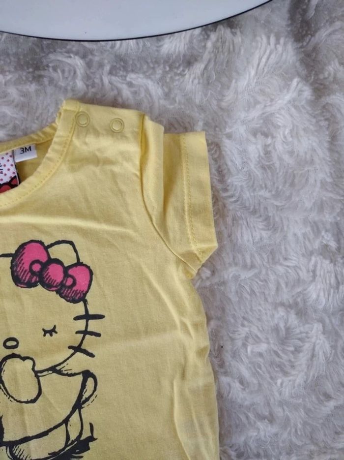Tee shirt chemise manches courtes Fille 3 mois Hello Kitty 100% coton - photo numéro 6