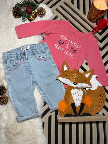 Ensemble fille pull & jeans • 6 mois