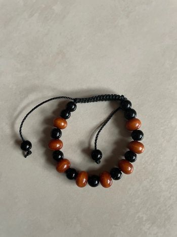 Bracelet perle réglable noir & marron foncé