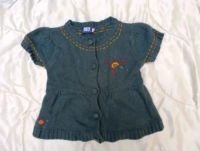Gilet en laine kaki fleurs manches courtes 4 ans Sergent Major