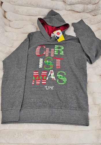 Sweat a capuche gris Christmas time Boboli M Neuf