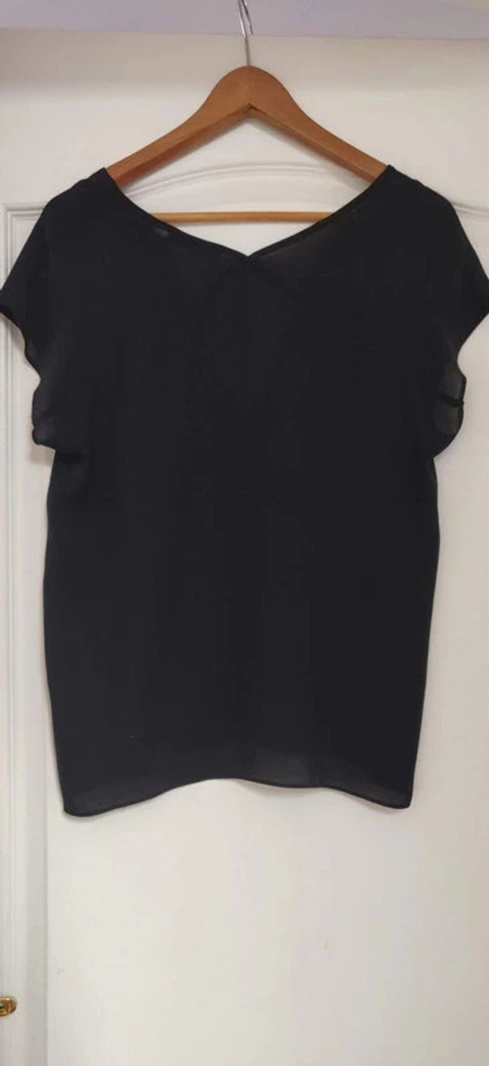 Blouse légère manches courtes Mango noir et blanc M - photo numéro 2