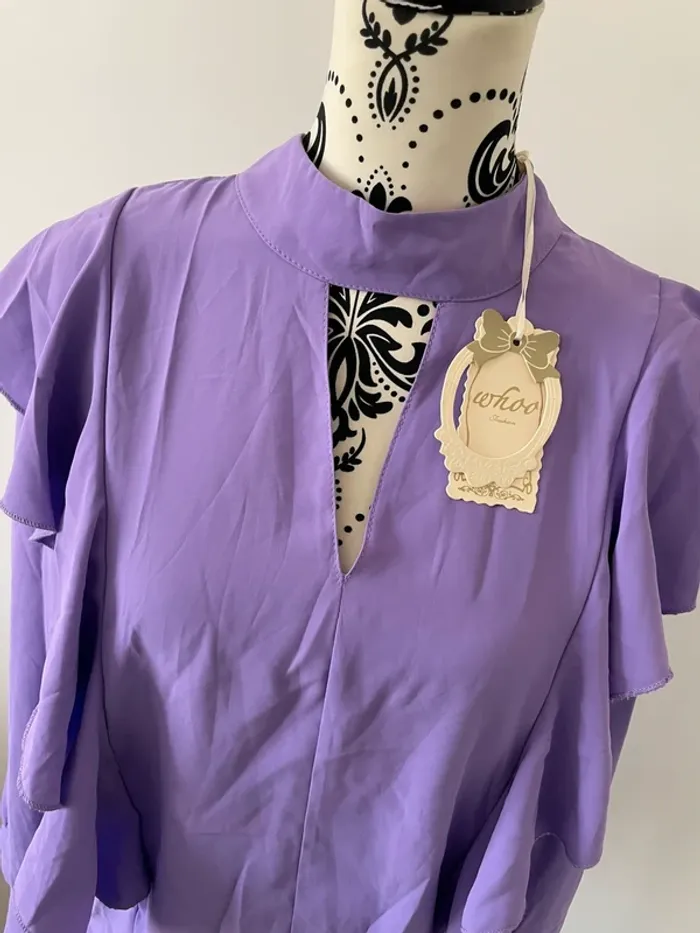 Blouse neuf New Collection mauve / lilas à volants | Taille 38 - photo numéro 3