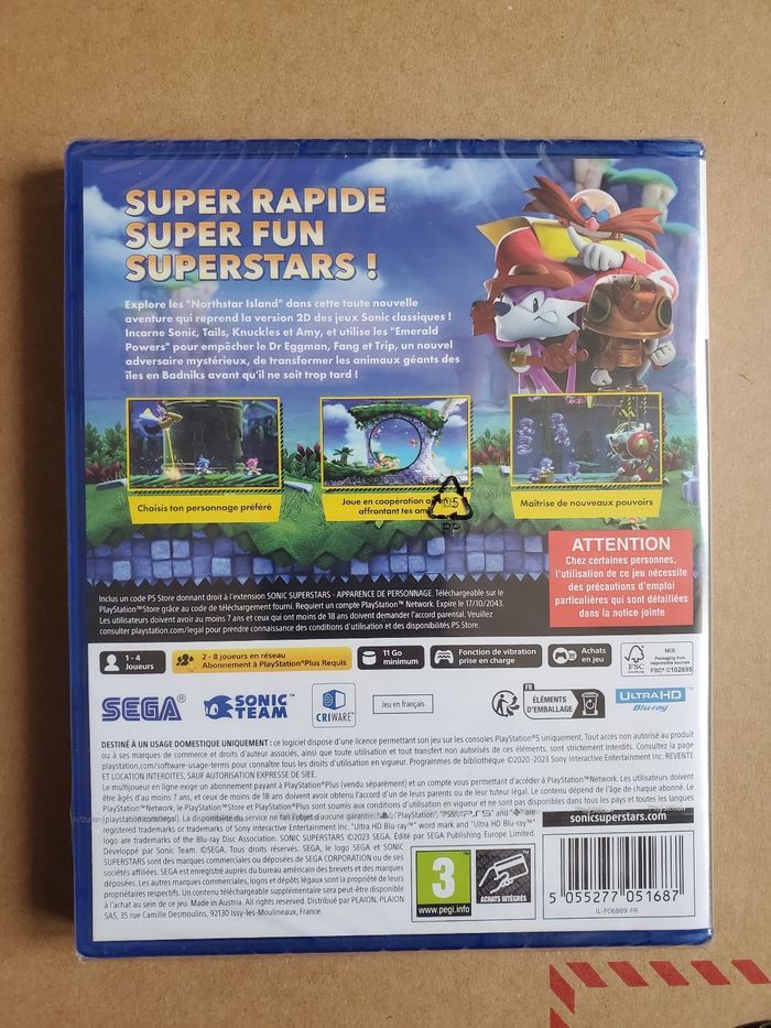 Sonic Superstars sur ps5 Neuf sous Blister jamais ouvert. - photo numéro 2