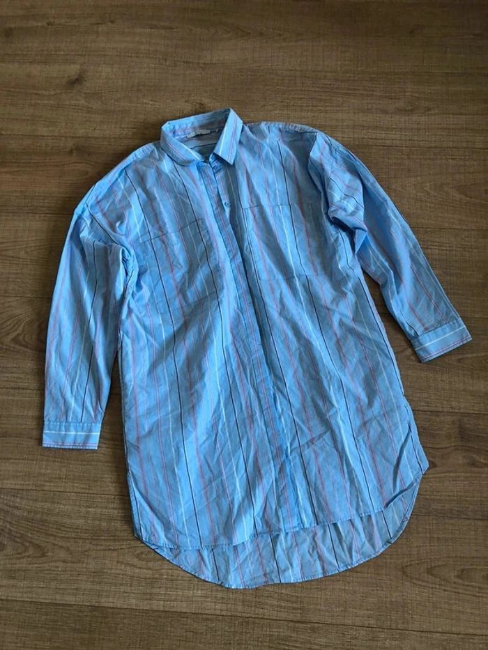 Chemise longue oversize bleue à rayures Esprit taille L TBE - photo numéro 15