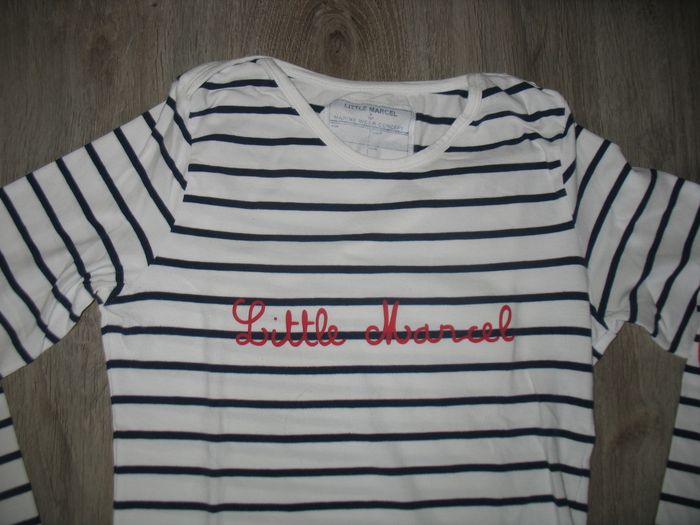 TEE SHIRT ML BLANC RAYÉ MARINE "LITTLE MARCEL" TAILLE XL - n°04 - photo numéro 2