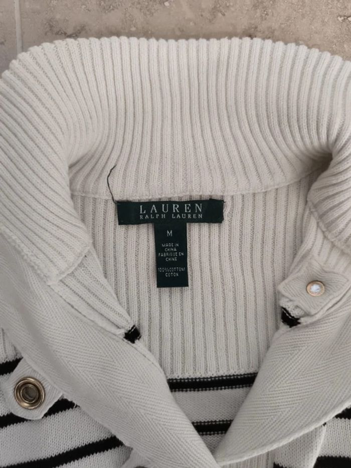 Pull-over coton col boutonné femme Lauren Ralph Lauren taille M - photo numéro 6