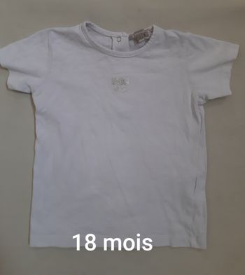 tee-shirt manches courtes rose pâle - nœud - grain de blé - 18 mois