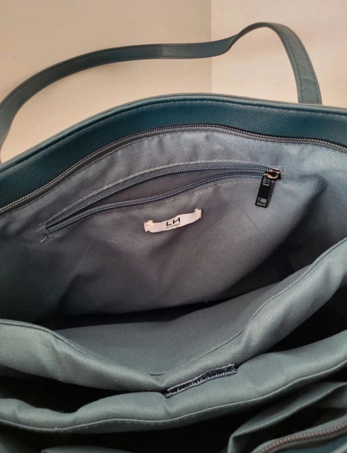Sac cabas trapèze bleu canard femme compartiment pc neuf - photo numéro 2