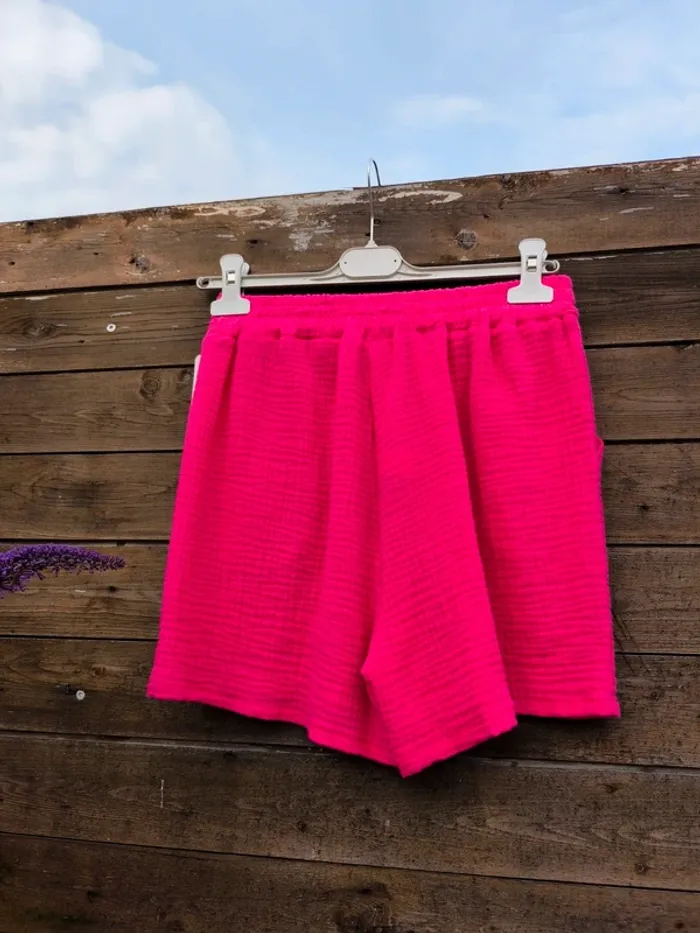 Short rose fushia gaz de coton TU 38 à 44 - photo numéro 7
