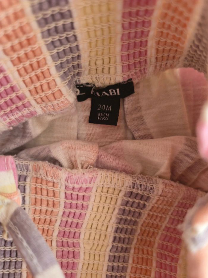 Robe rayée avec bandeau kiabi 2 ans 24 mois rose lilas jaune - photo numéro 2