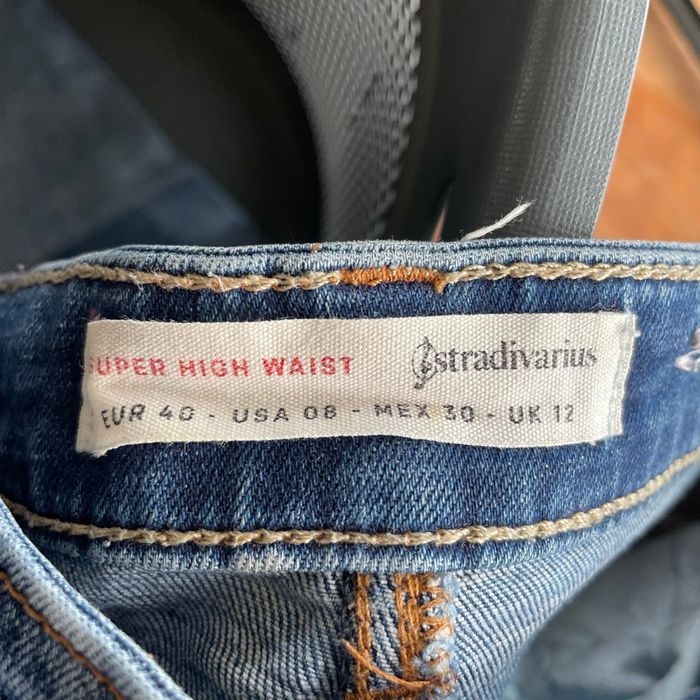 Jean skinny Stradivarius Super High Waist Taille 40 délavé bleu coton stretch V052 - photo numéro 4