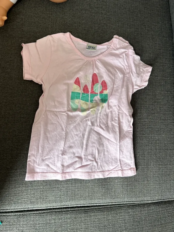 T-shirt manches courtes, bébé fille, marque 64, taille 24 mois