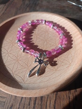 Bracelet perles de verre rose et blanche