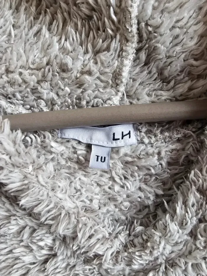 "Poncho femme ultra doux sherpa gris avec capuche - Taille unique - photo numéro 3