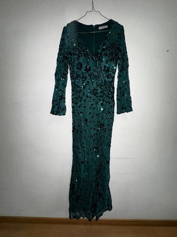 Robe de soirée verte, sapin et strasse