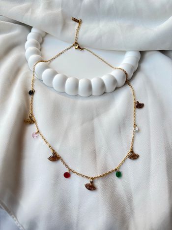 Collier "Regard Mystique" – Acier Inoxydable & Charm's Colorés