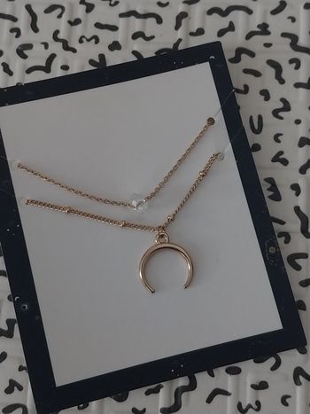 Lot 2 colliers dorés neufs • Croissant de lune & cristal • Louise.C Swarovski