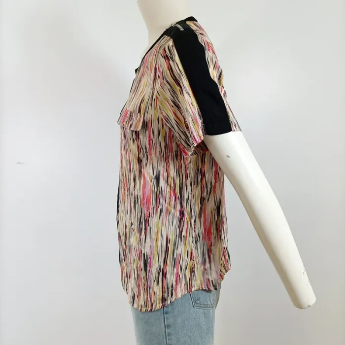 Blouse Chattawak fluide multicolore col goutte, empiècements contrastés, T40 A1573 - photo numéro 9
