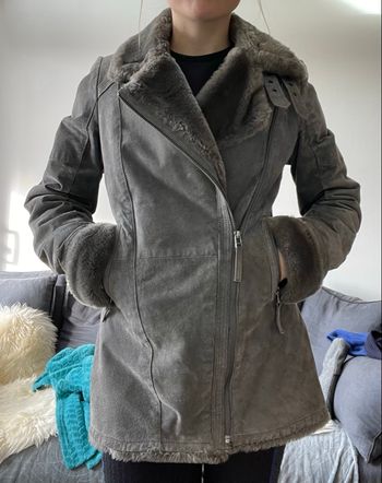 Manteau Oakwood cuir/fourrure gris S