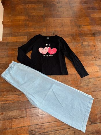 T-shirt Kiabi et pantalon large denim souple Monoprix  10 ans