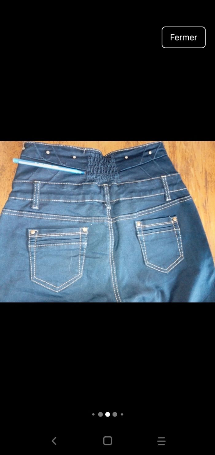 Pantalon Jeans, neuf avec strass taille M en 40/42 - photo numéro 3