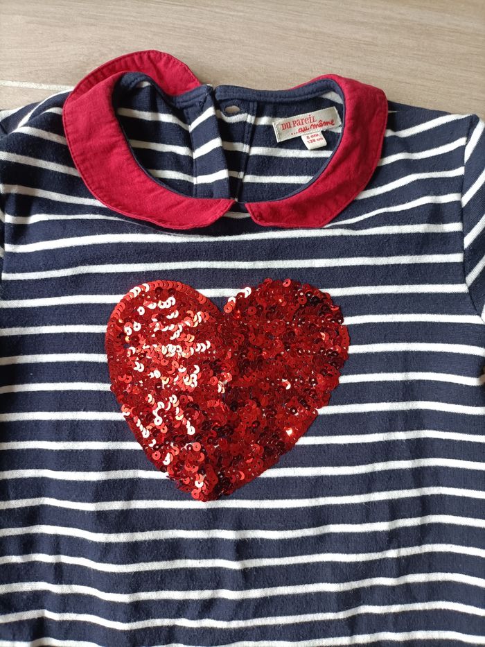 Robe marinière 8 ans fille Du pareil au même manches courtes sequins TBE - photo numéro 3