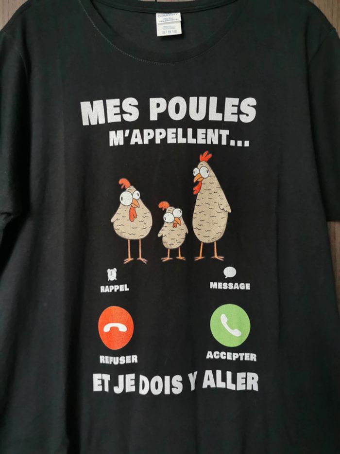 T-shirt "Mes poules m'appellent" - photo numéro 2