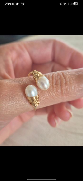 Bague perle de culture doré | Idée cadeau
