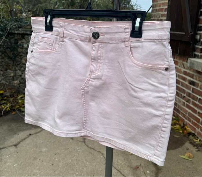 💗 Jupe courte rose clair effet jean – Mim – Taille 40 - photo numéro 2