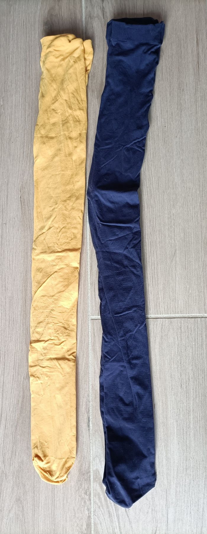 Lot 2 collants fin fille Orchestra 31/34 jaune foncé bleu marine neufs