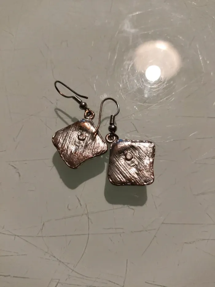Boucles d’oreilles carrées orange - photo numéro 4