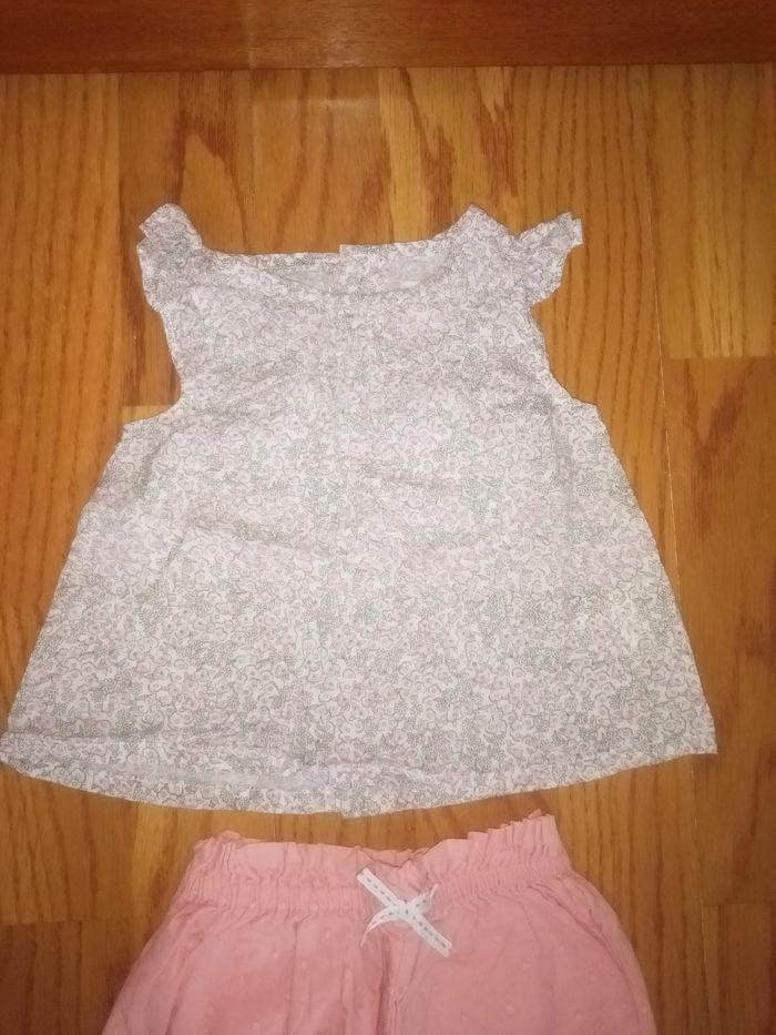 Ensemble 3 mois blouse liberty et short gaz de coton Bout'chou - photo numéro 2